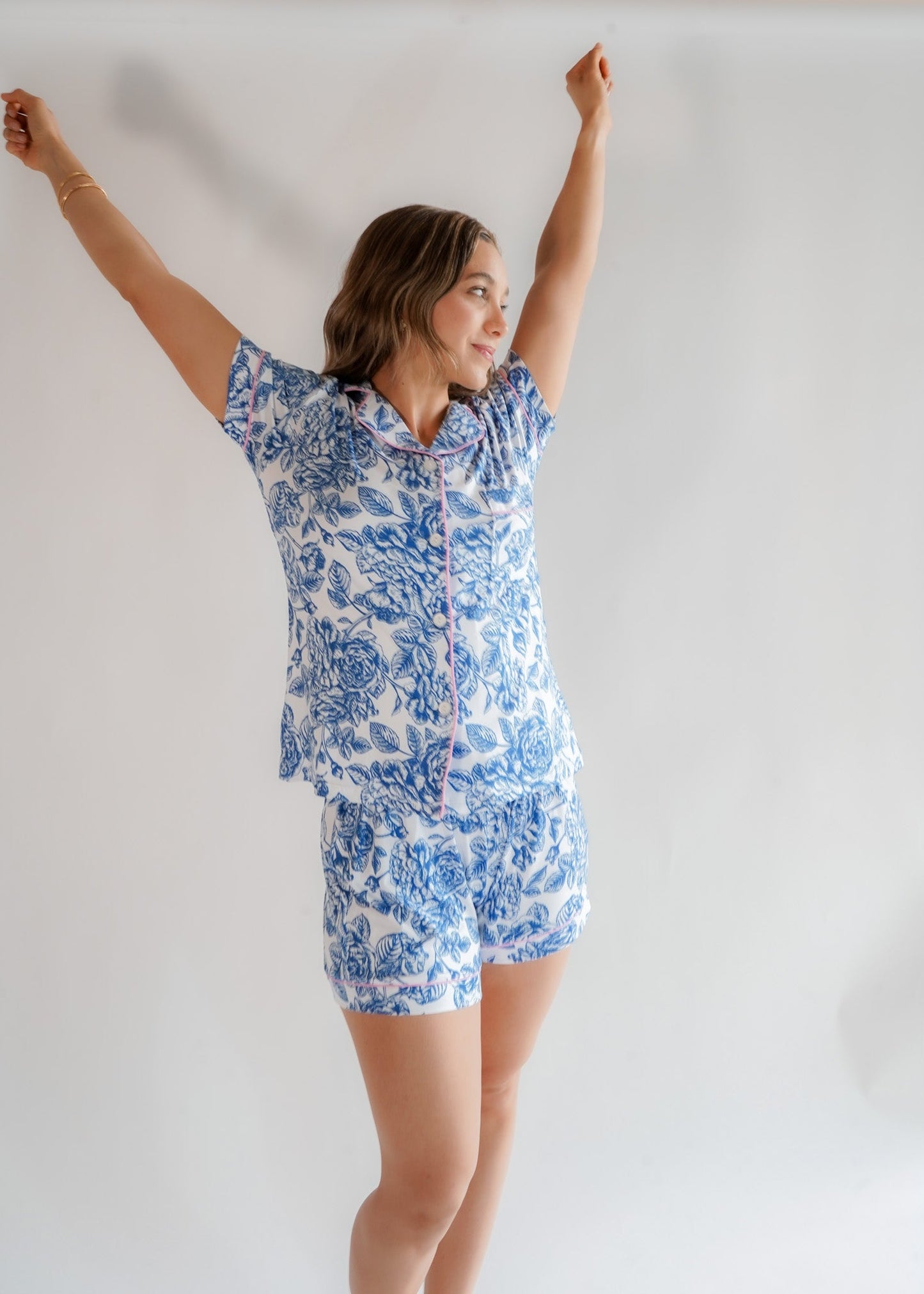Luxe Her Shorts Set Blue Blooms