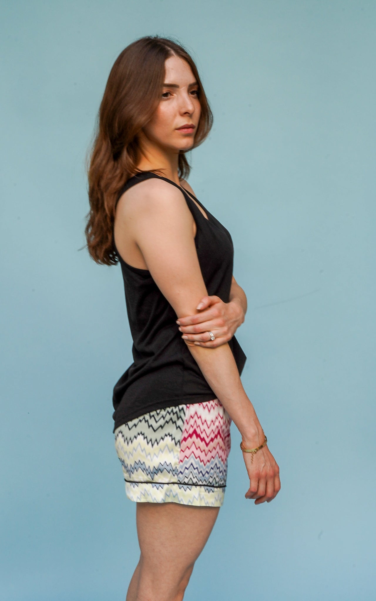 Dreamy Her Shorts & Tank Black Zigzag