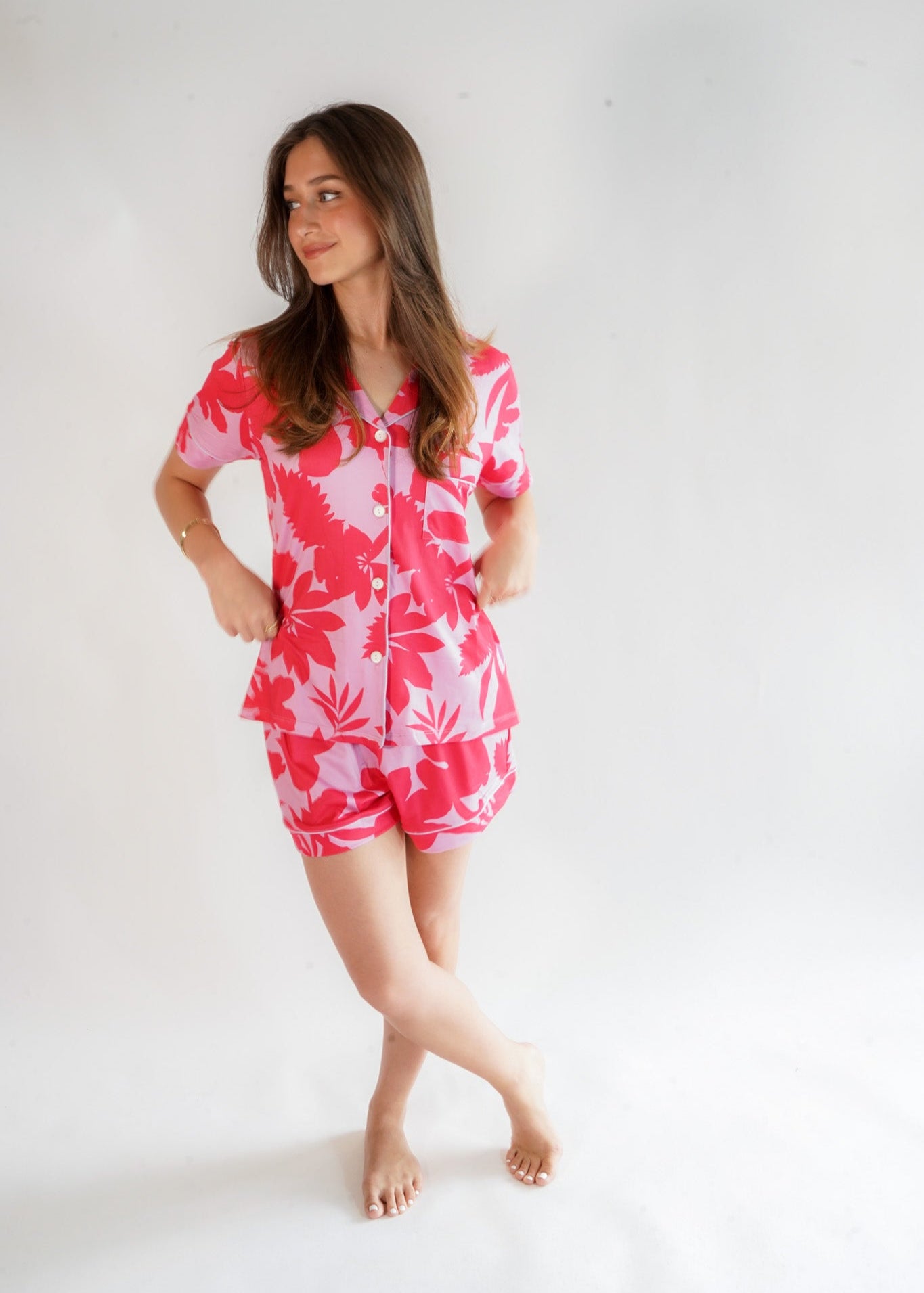 Luxe Her Shorts Set Pink Jungle
