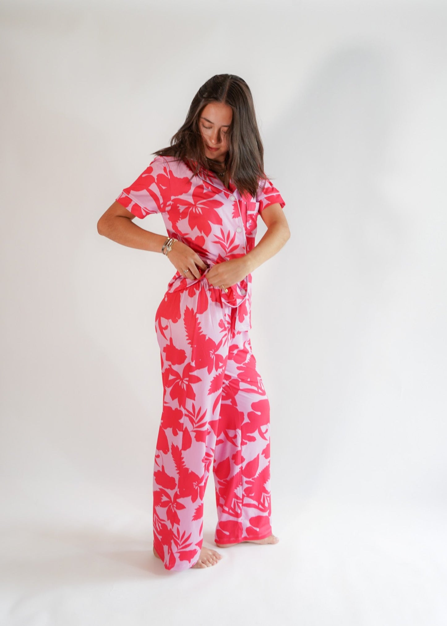 Luxe Her Pants Set Pink Jungle