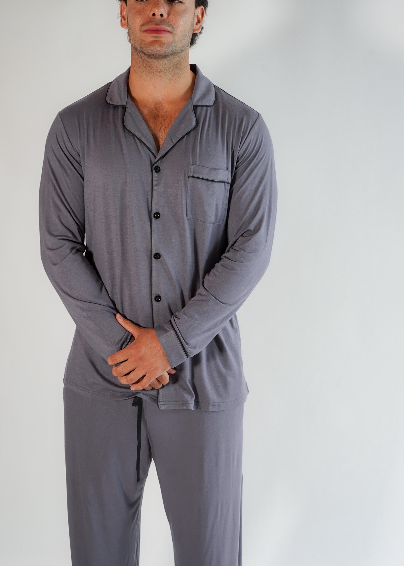 Classic Men Pants Set Gray