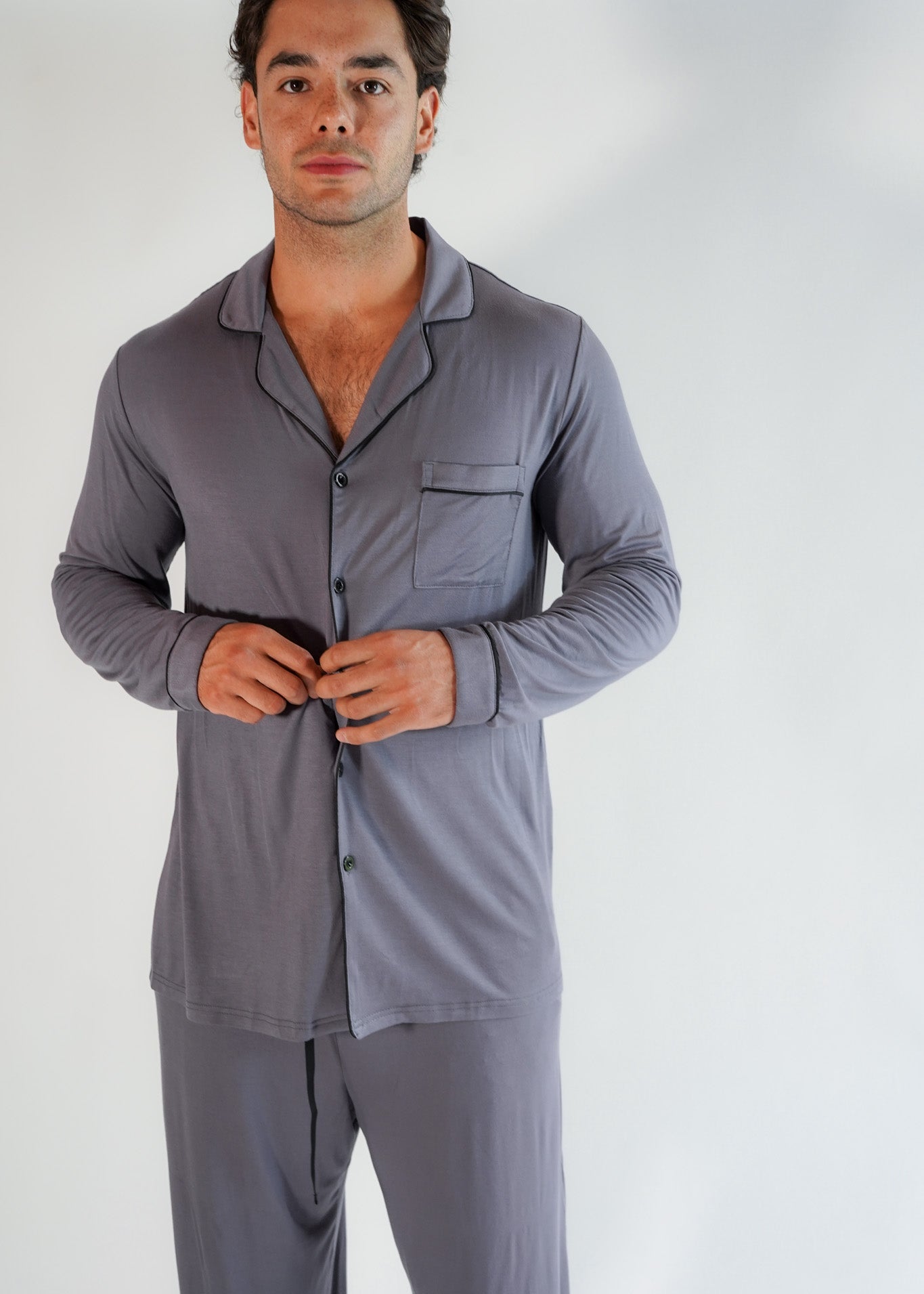 Classic Men Pants Set Gray