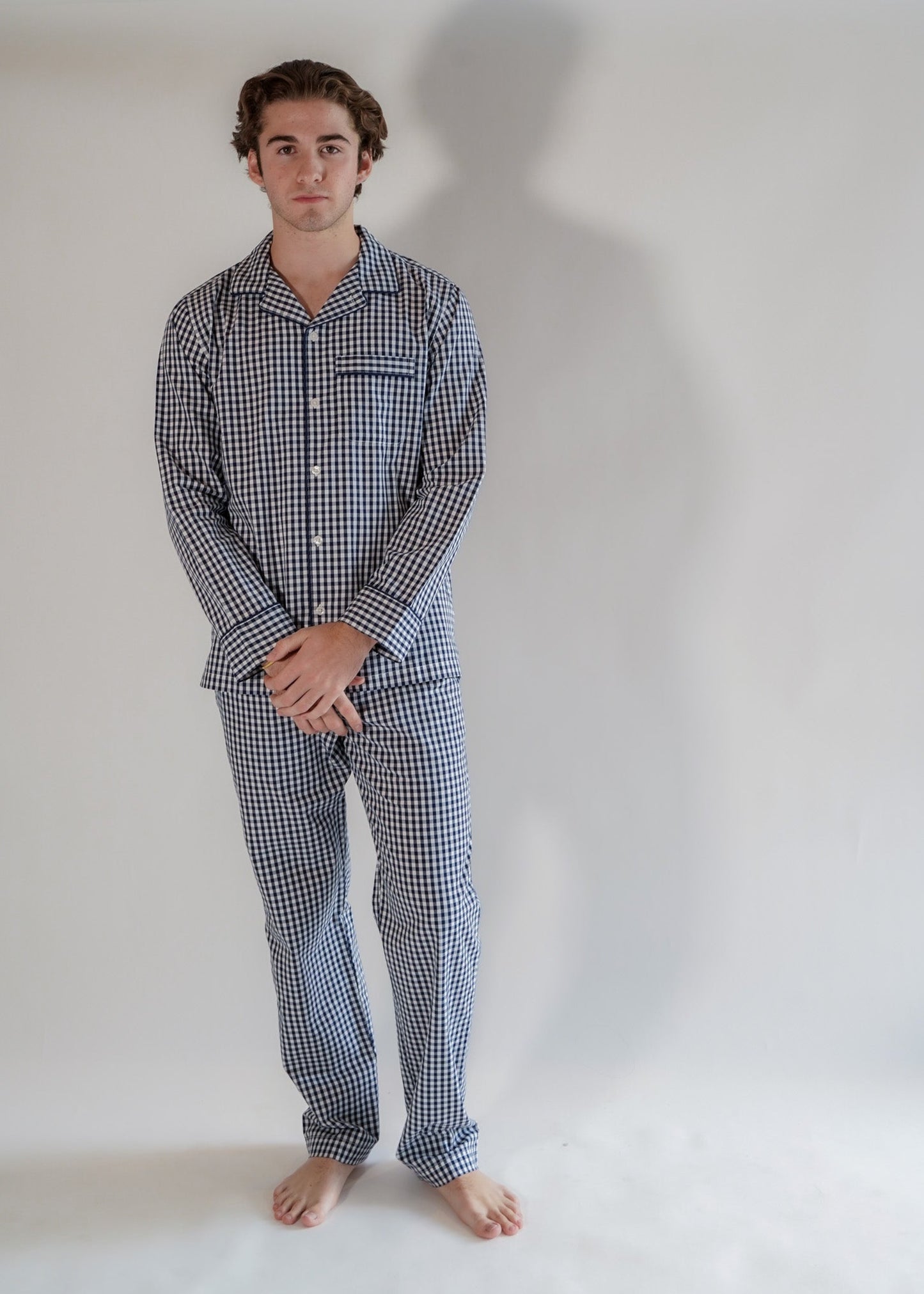 Luxe Men Pants Set Navy Pattern