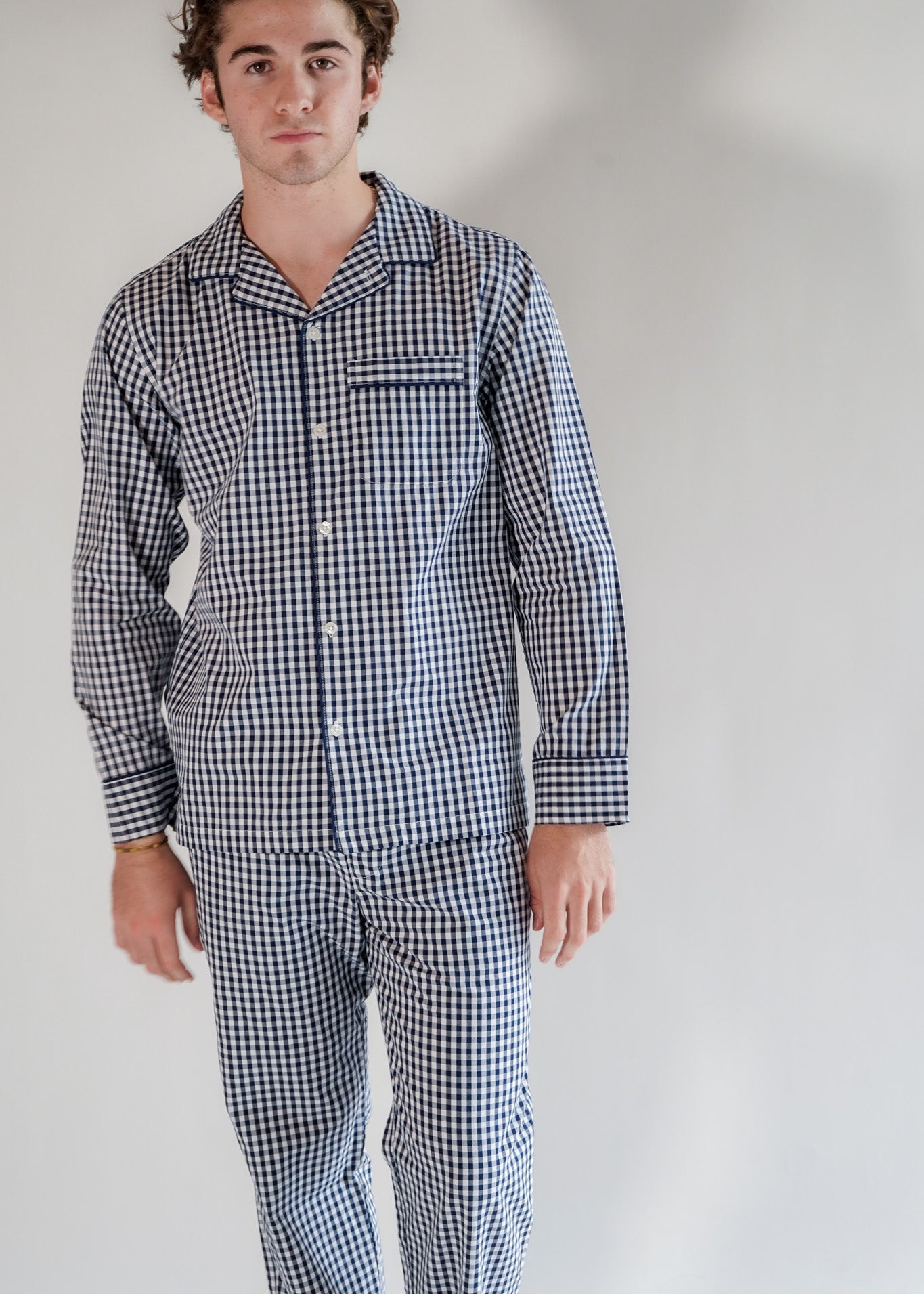 Luxe Men Pants Set Navy Pattern