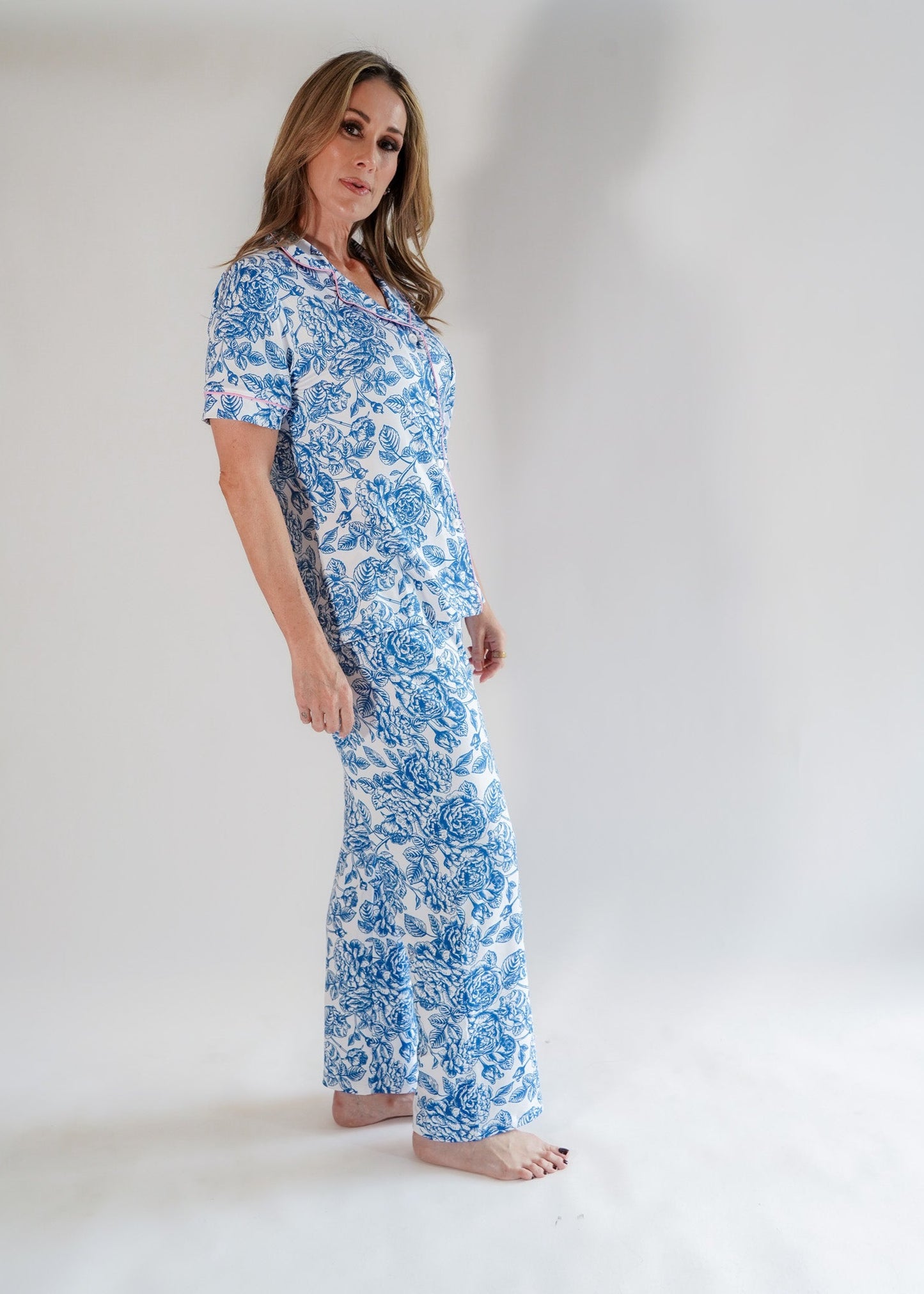 Luxe Her Pants Set Blue Blooms