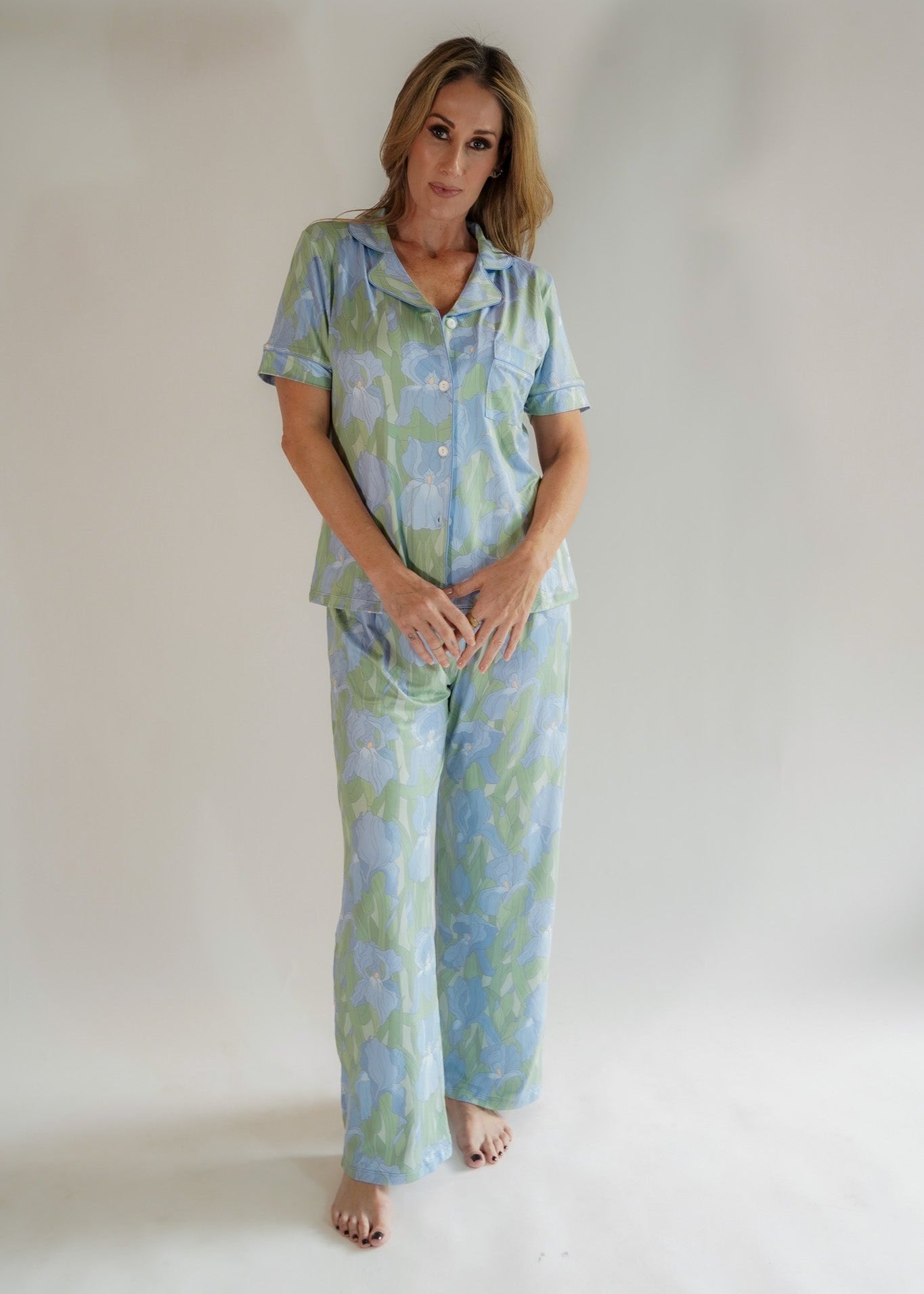 Luxe Her Pants Set Blue Garden