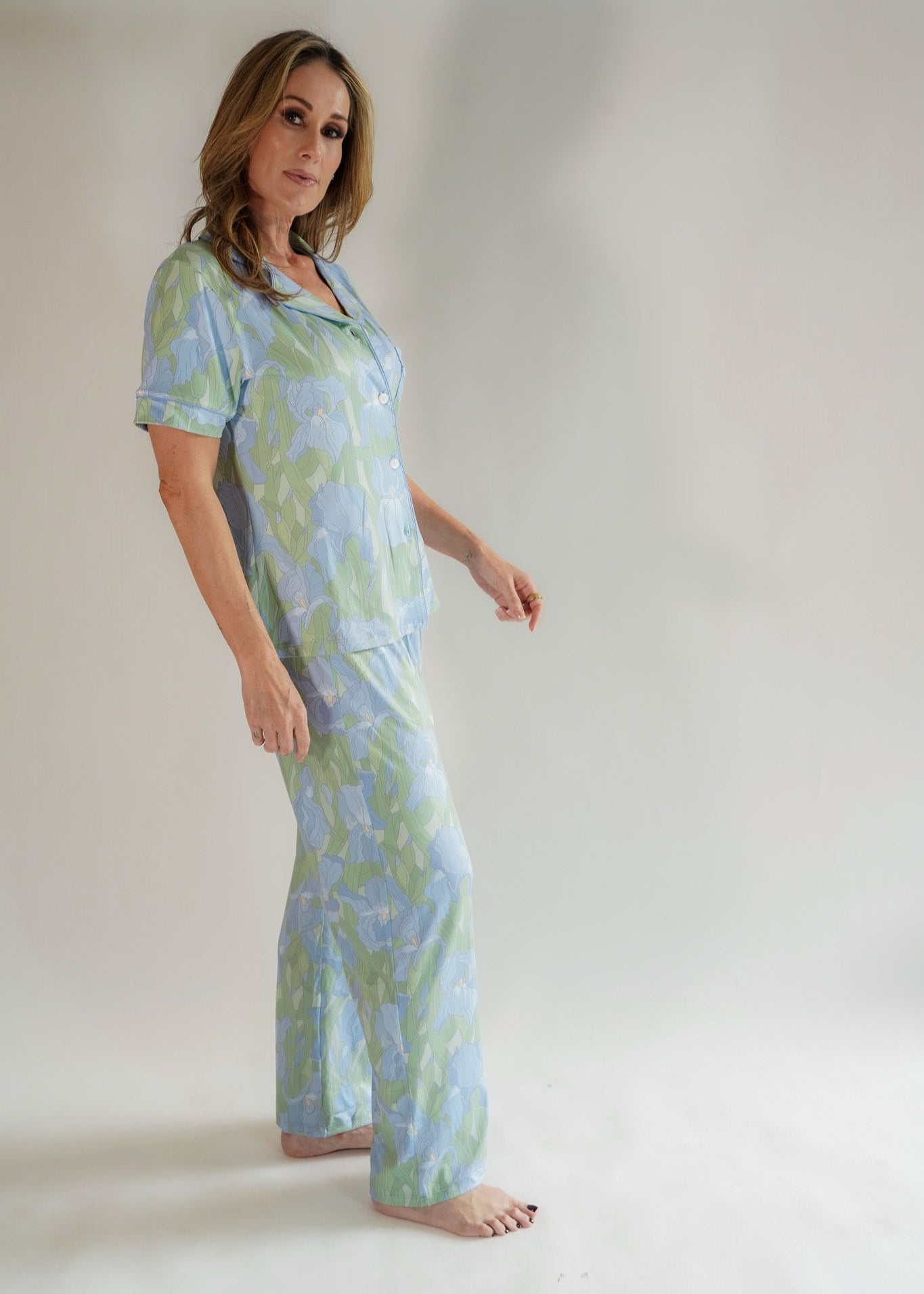 Luxe Her Pants Set Blue Garden