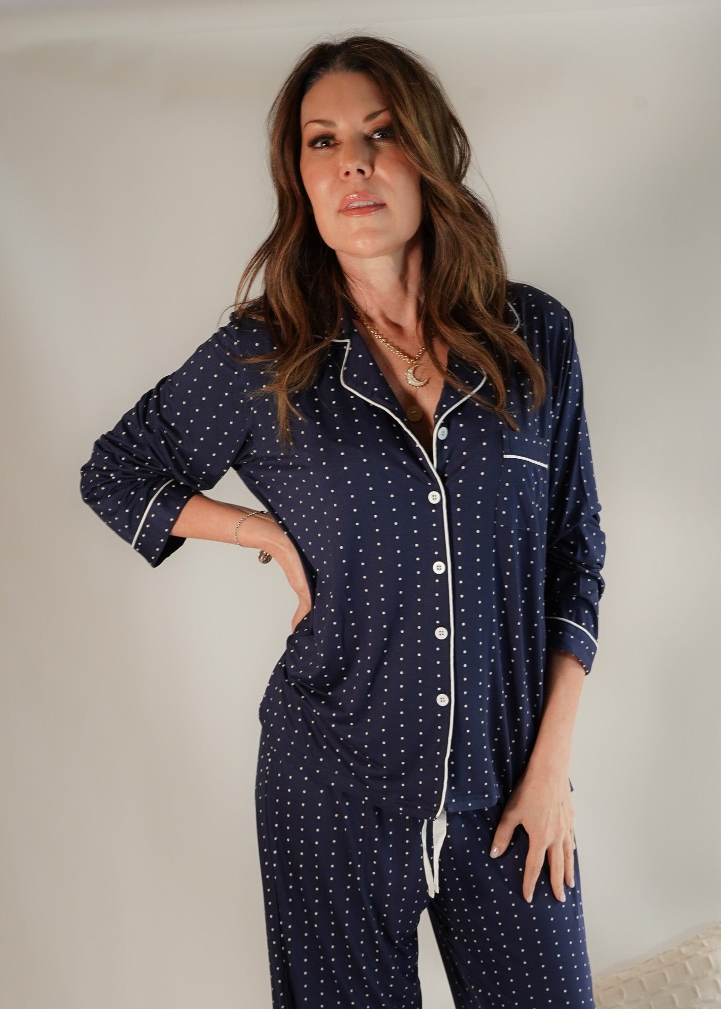 Classic Her Pants Set Blue Dots