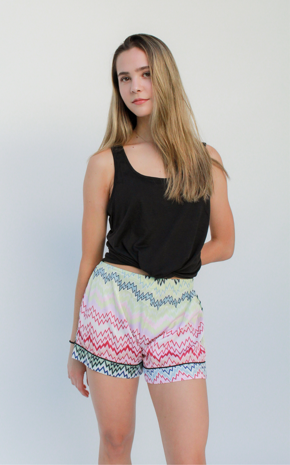 Dreamy Her Shorts & Tank Black Zigzag