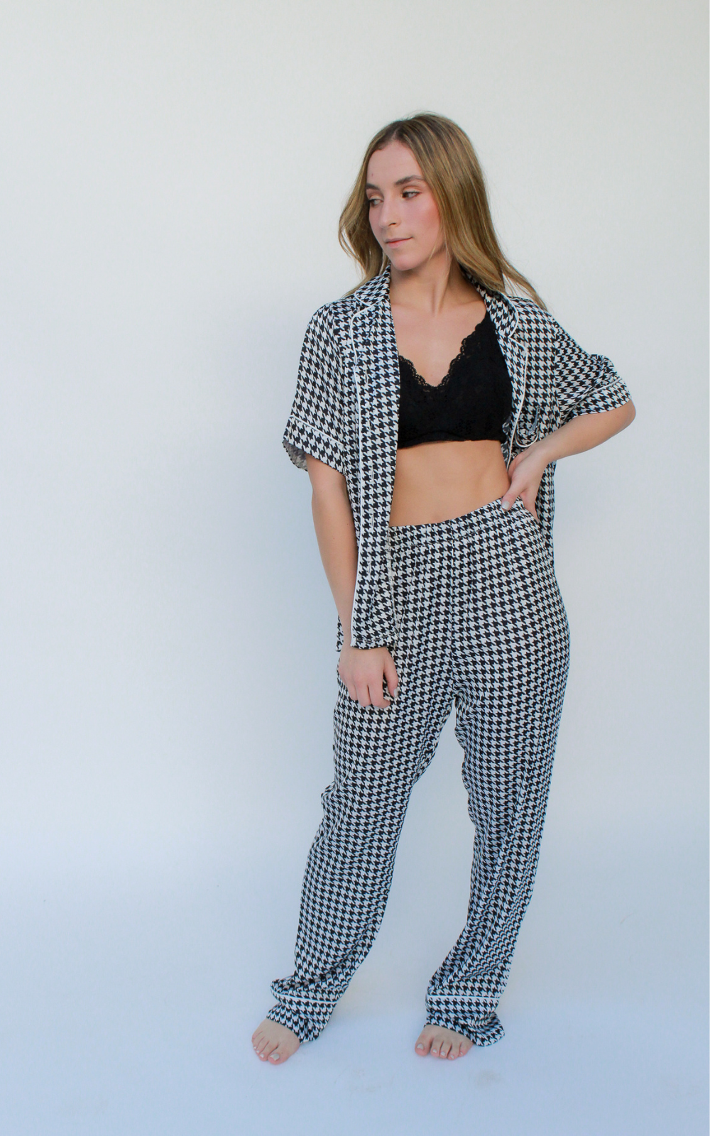 Dreamy Her Pants Set Houndstooth Paintings