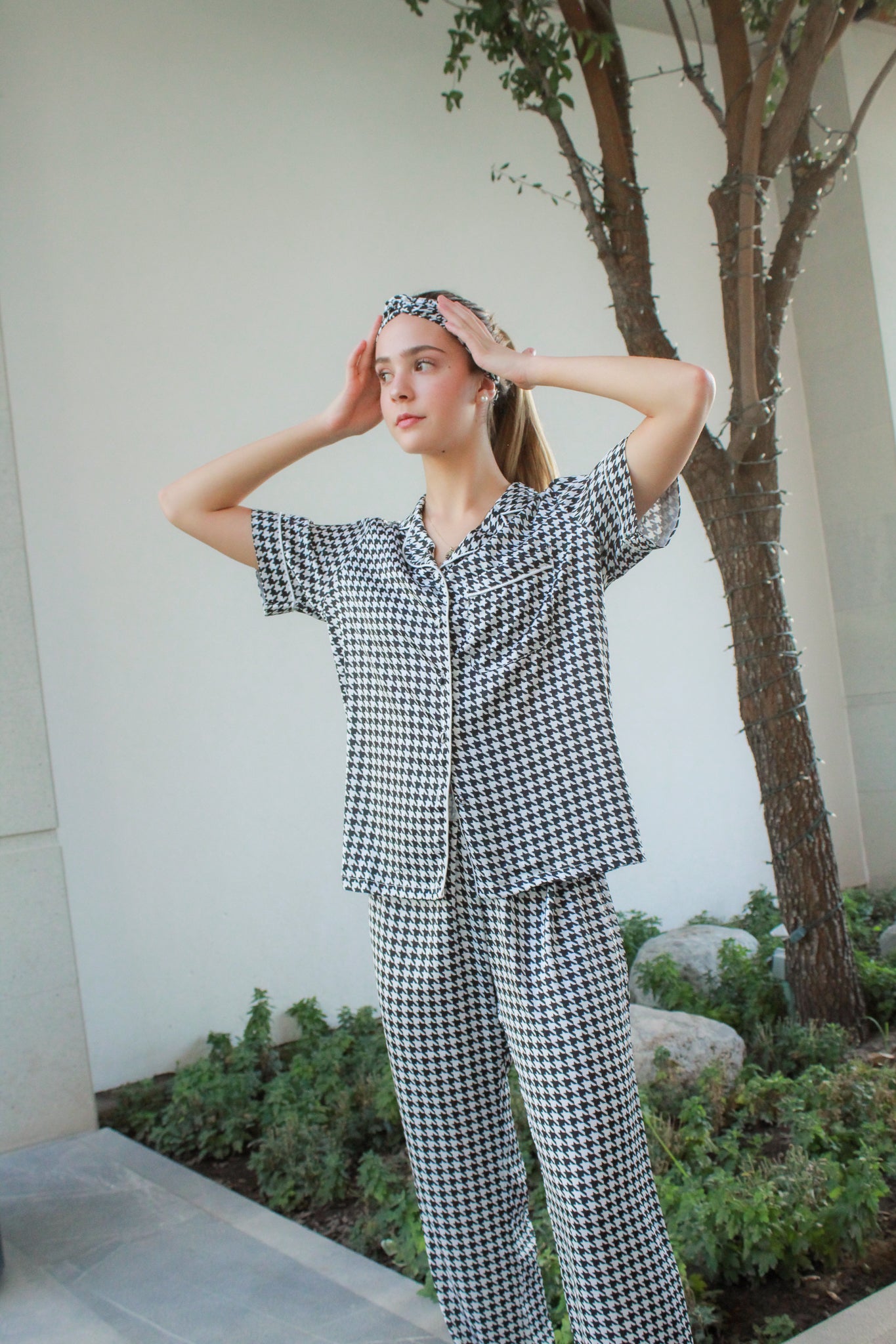 Dreamy Her Pants Set Houndstooth Paintings