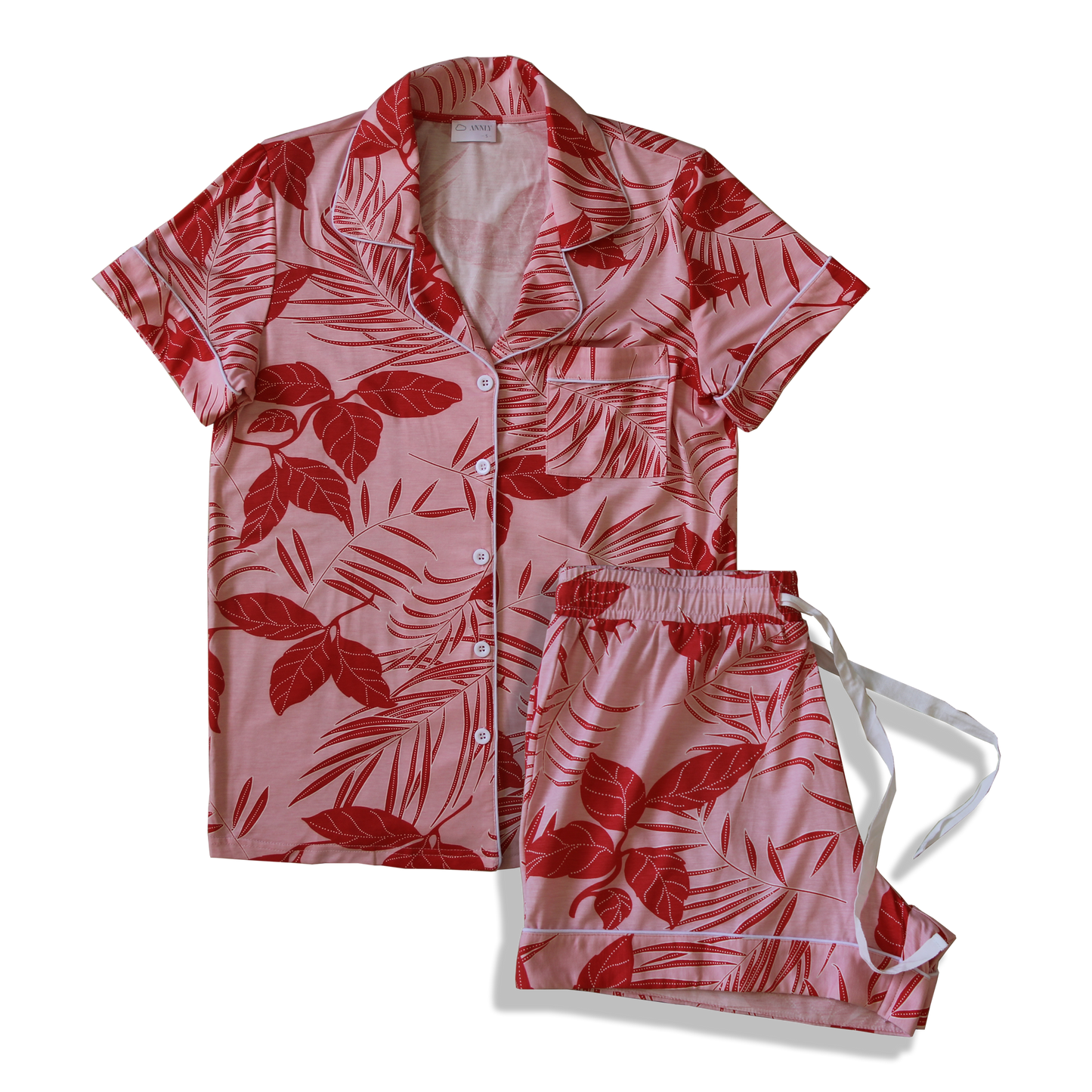 Classic Her Shorts Set Red Leaves