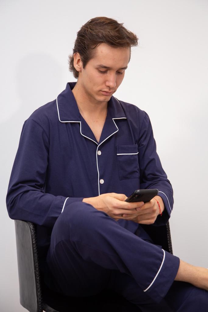 Classic Men Pants Set Navy