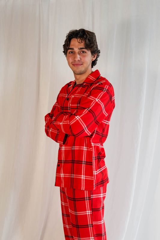 Cozy Men Pants Set Red