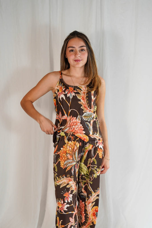 Dreamy Satin Floral Pants Set