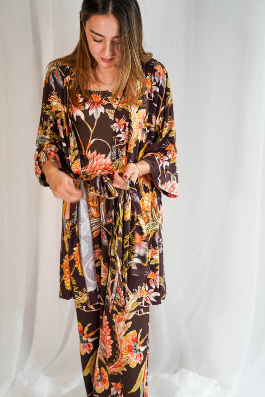 Dreamy Satin Floral Robe