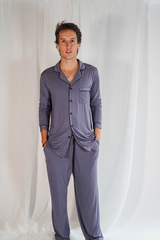 Classic Men Pants Set Gray