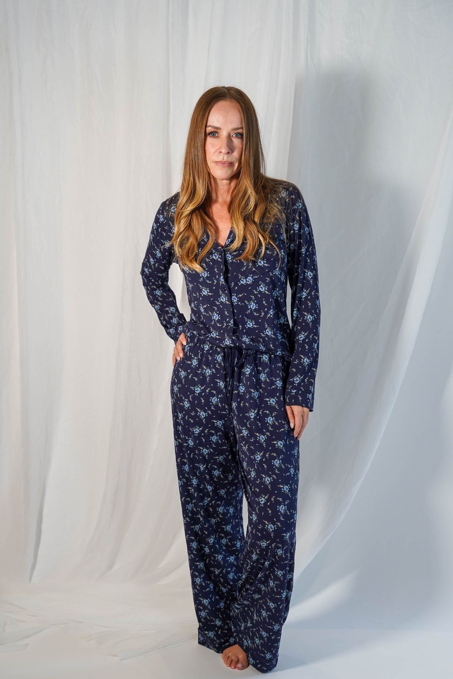 Luxe Her Pants Blue Flower Print