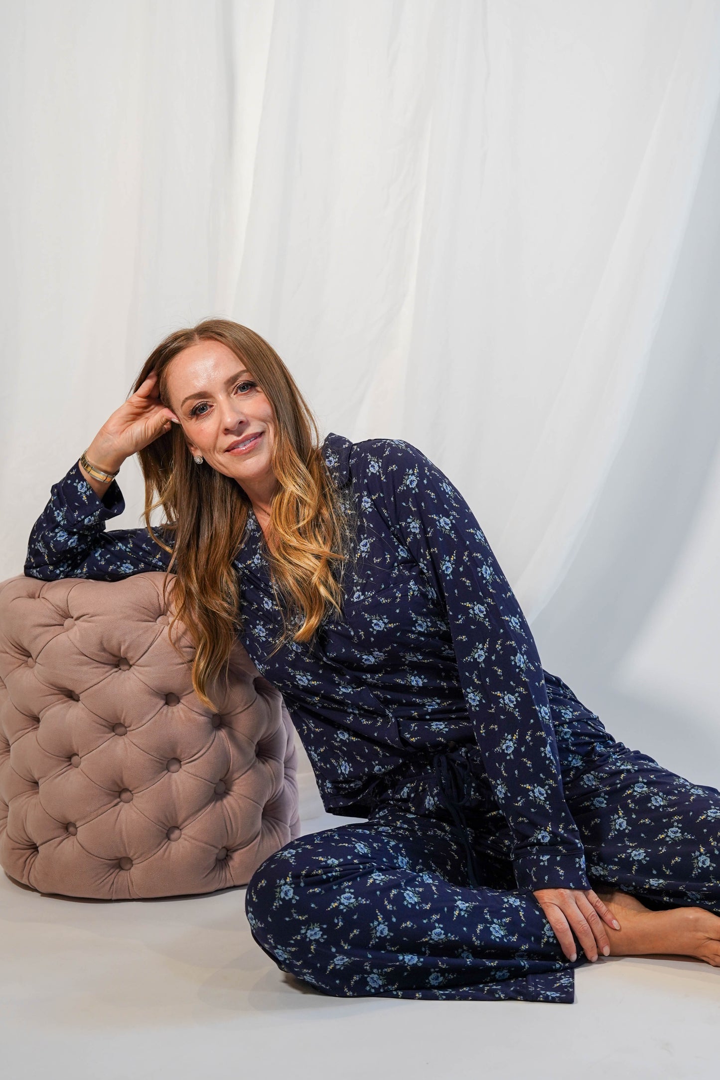 Luxe Her Pants Blue Flower Print