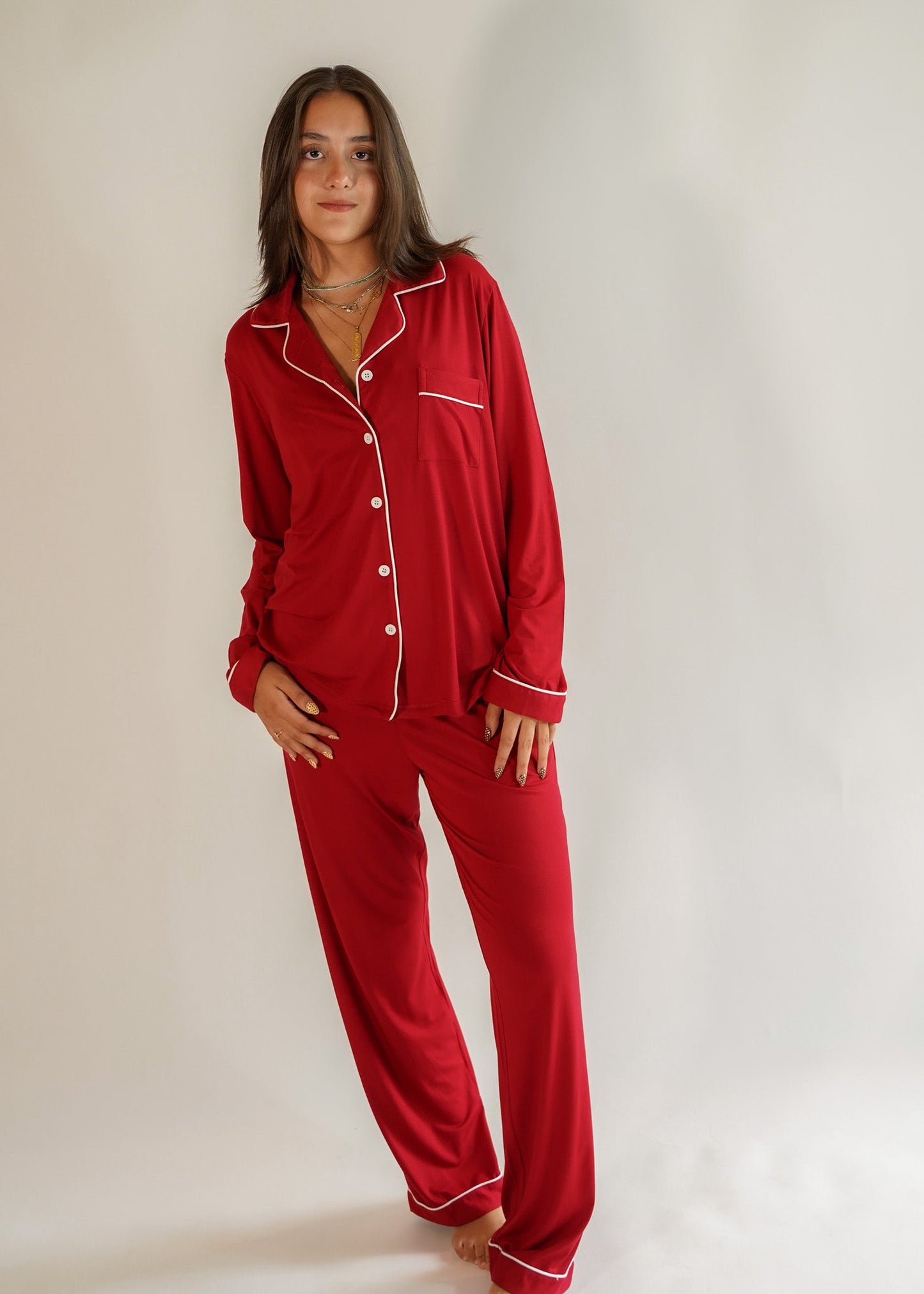 Classic Her Pants Set Red