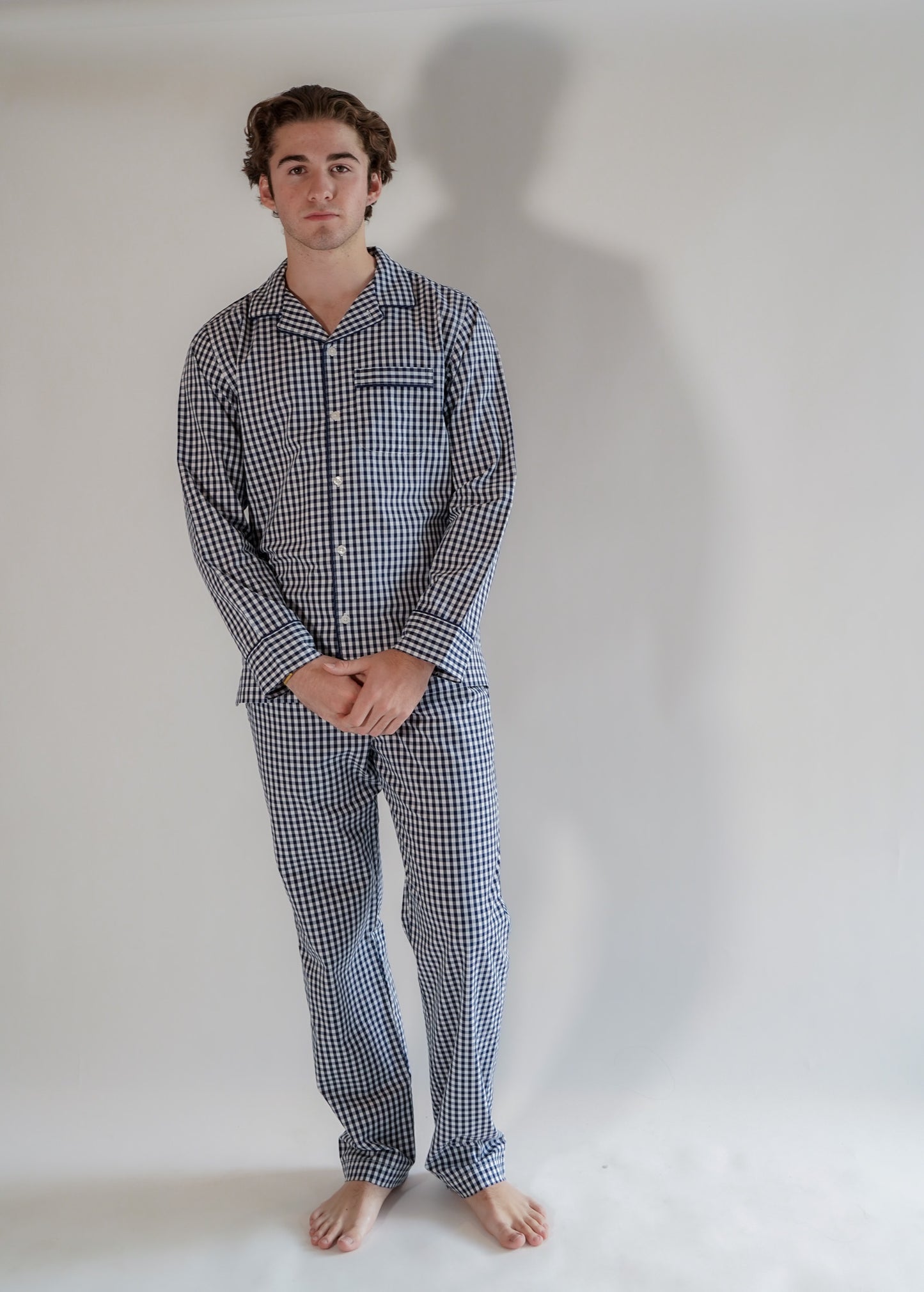 Luxe Men Pants Set Navy Pattern