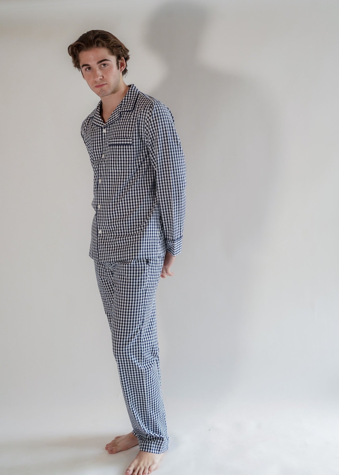 Luxe Men Pants Set Navy Pattern
