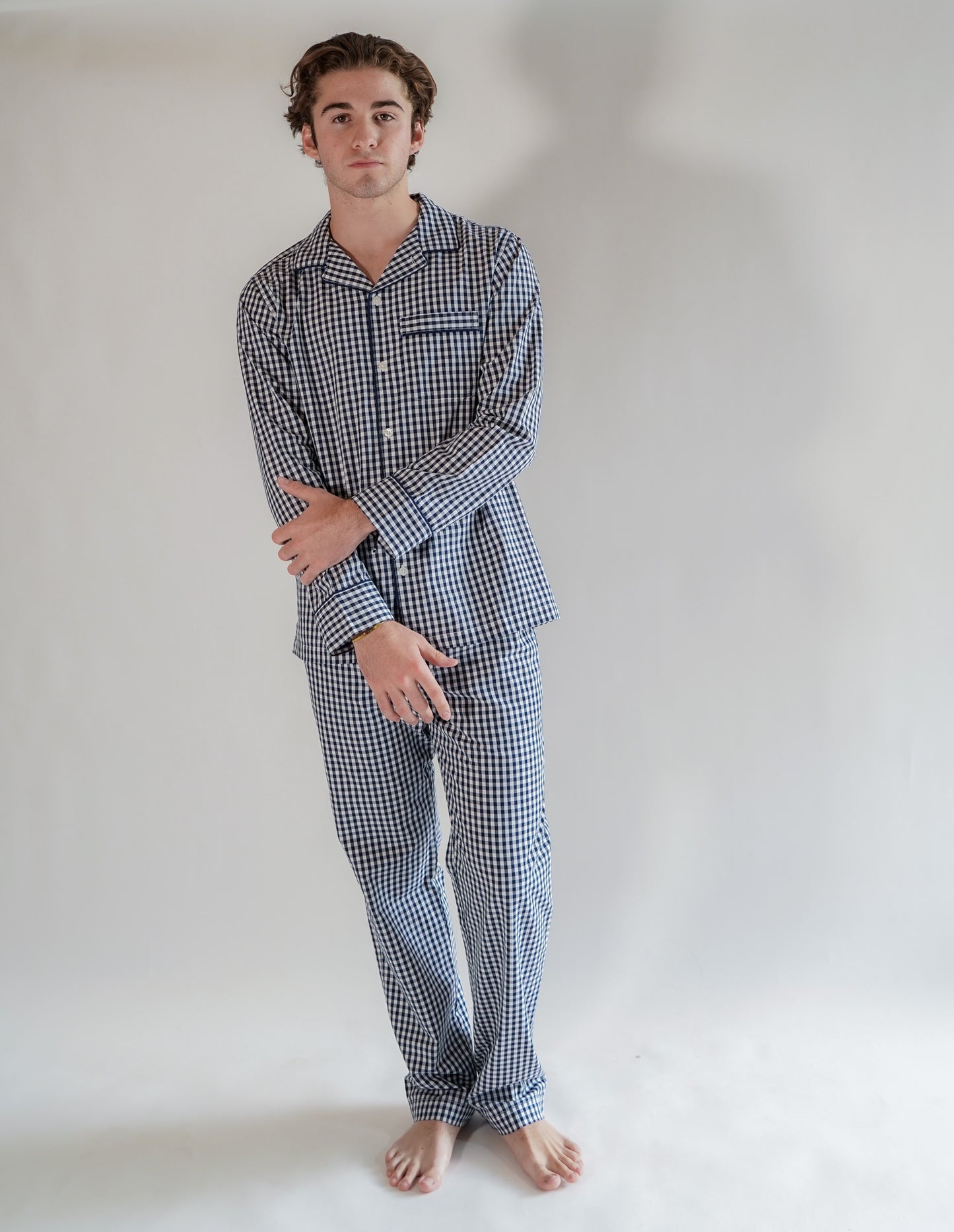 Luxe Men Pants Set Navy Pattern