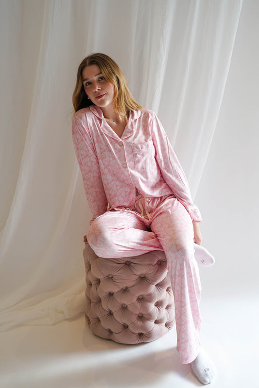 Luxe Her Pants Set Pink Shells