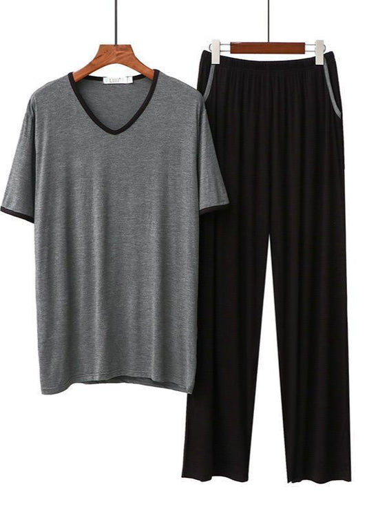 Casual Men Pants Set Black Gray