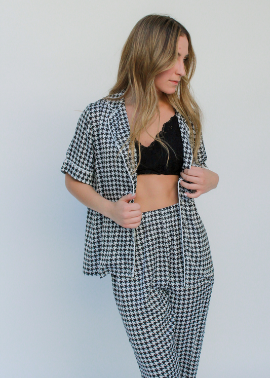 Dreamy Her Pants Set Houndstooth Paintings