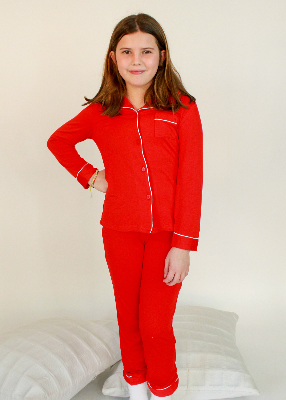 Classic Kids Pants Set Red