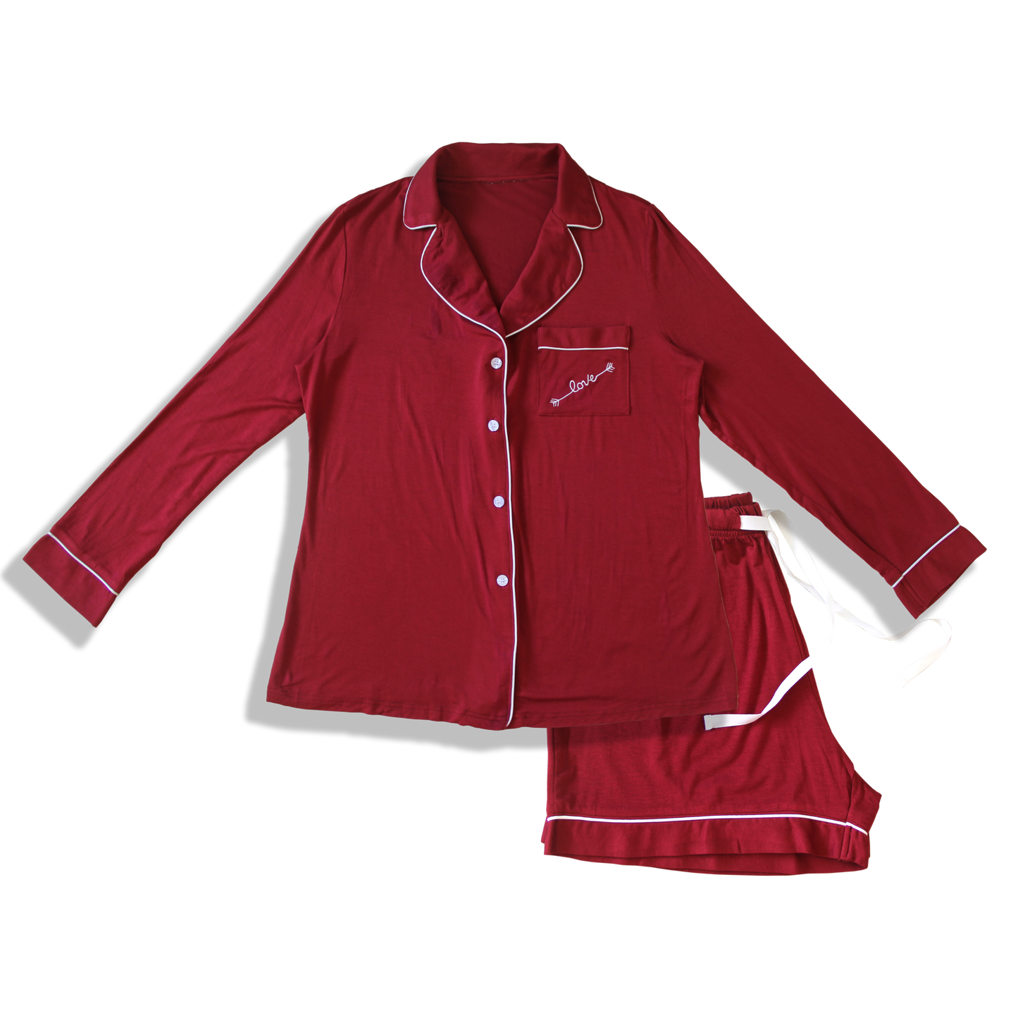 Classic Her Shorts Set Long Sleeve Red